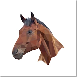 Head of brown horse in geometric design Posters and Art